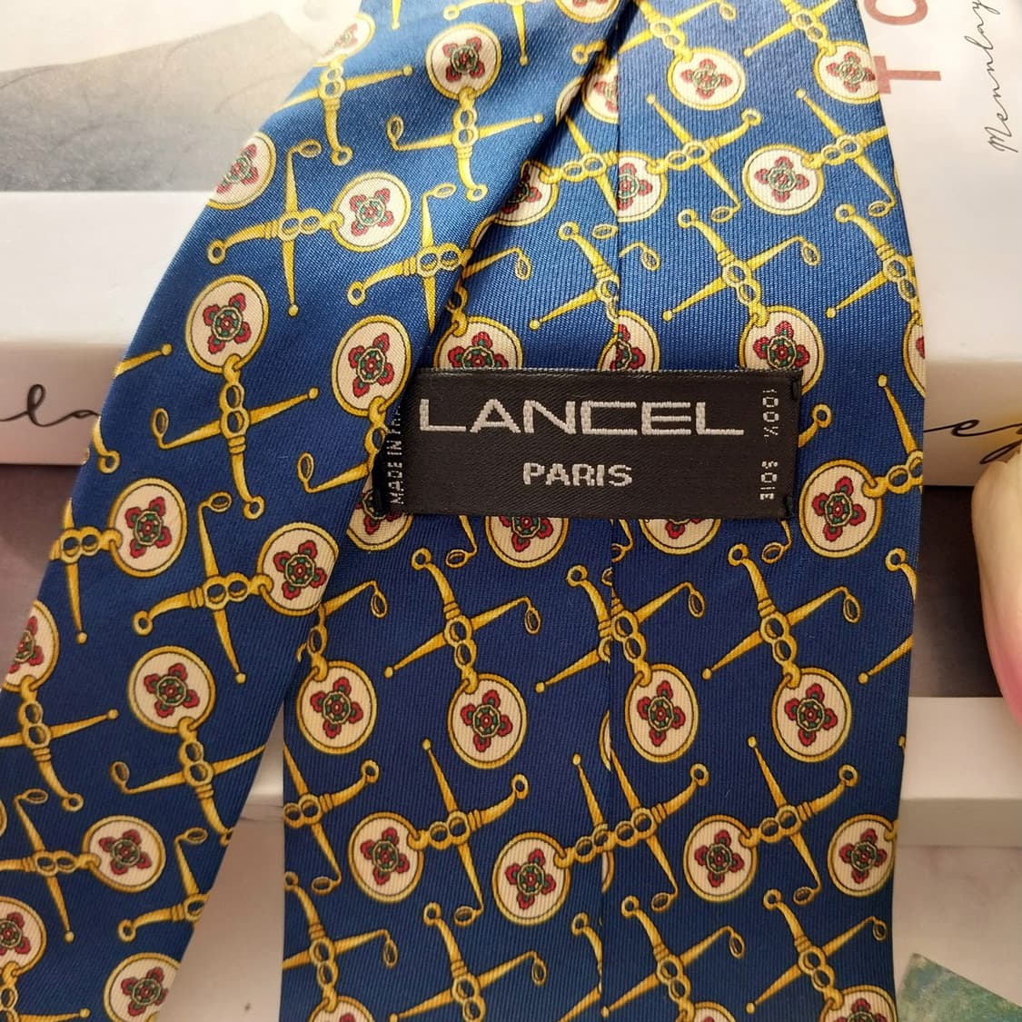 란셀 실크 네이비 하니스 패턴 넥타이 9.9cm A+등급 K1382
 상품이미지6