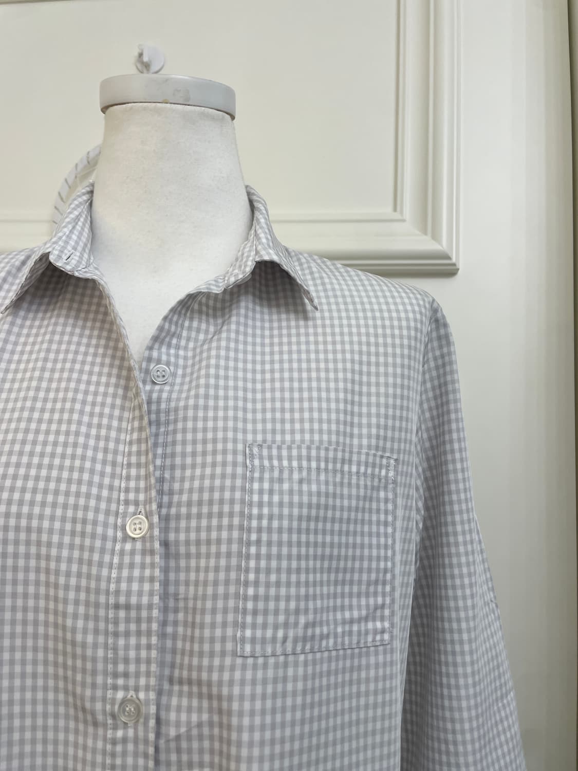 sheer gray gingham check basic shirt 상품이미지7