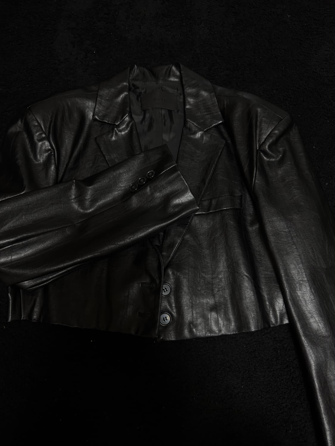 오버핏 램가죽 코팅 레더 크롭 숏자켓 상품이미지4