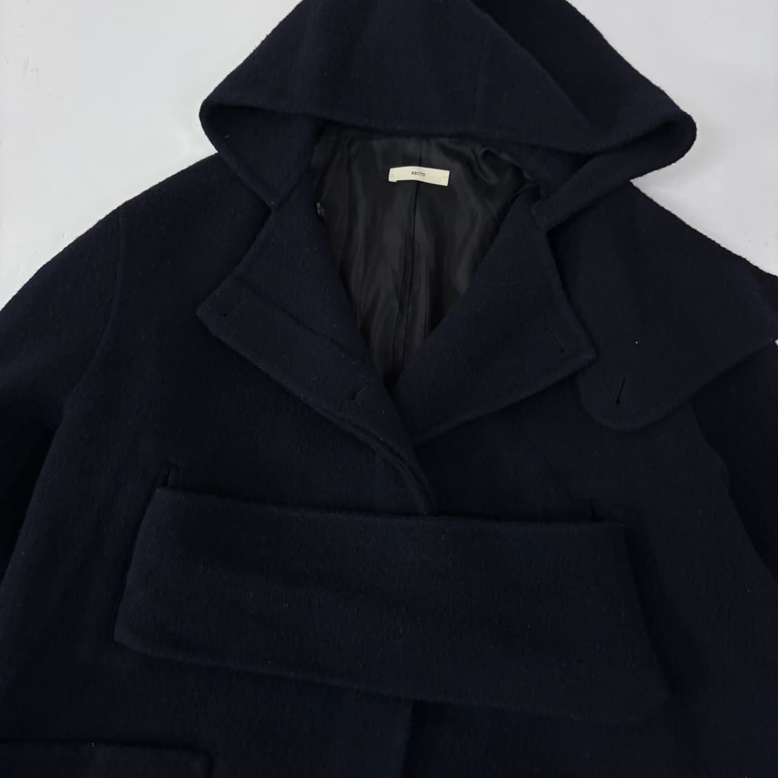 렉토 와이드 벨티드 케이프 후디 코트  상품이미지5