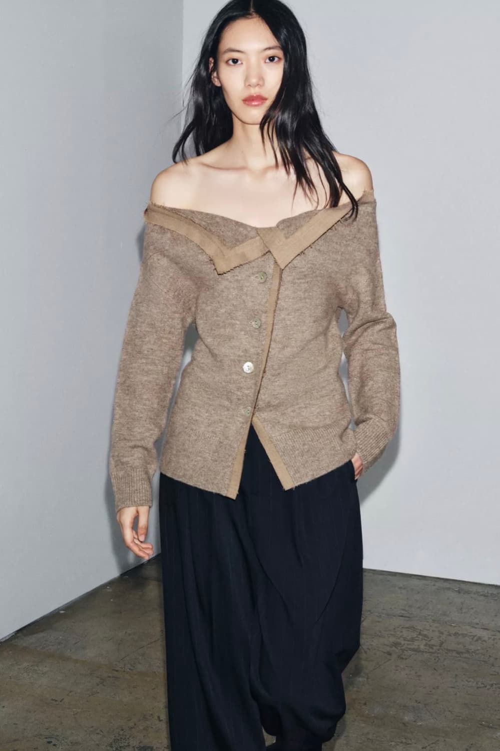 자라 보트넥 니트 재킷 상품이미지2