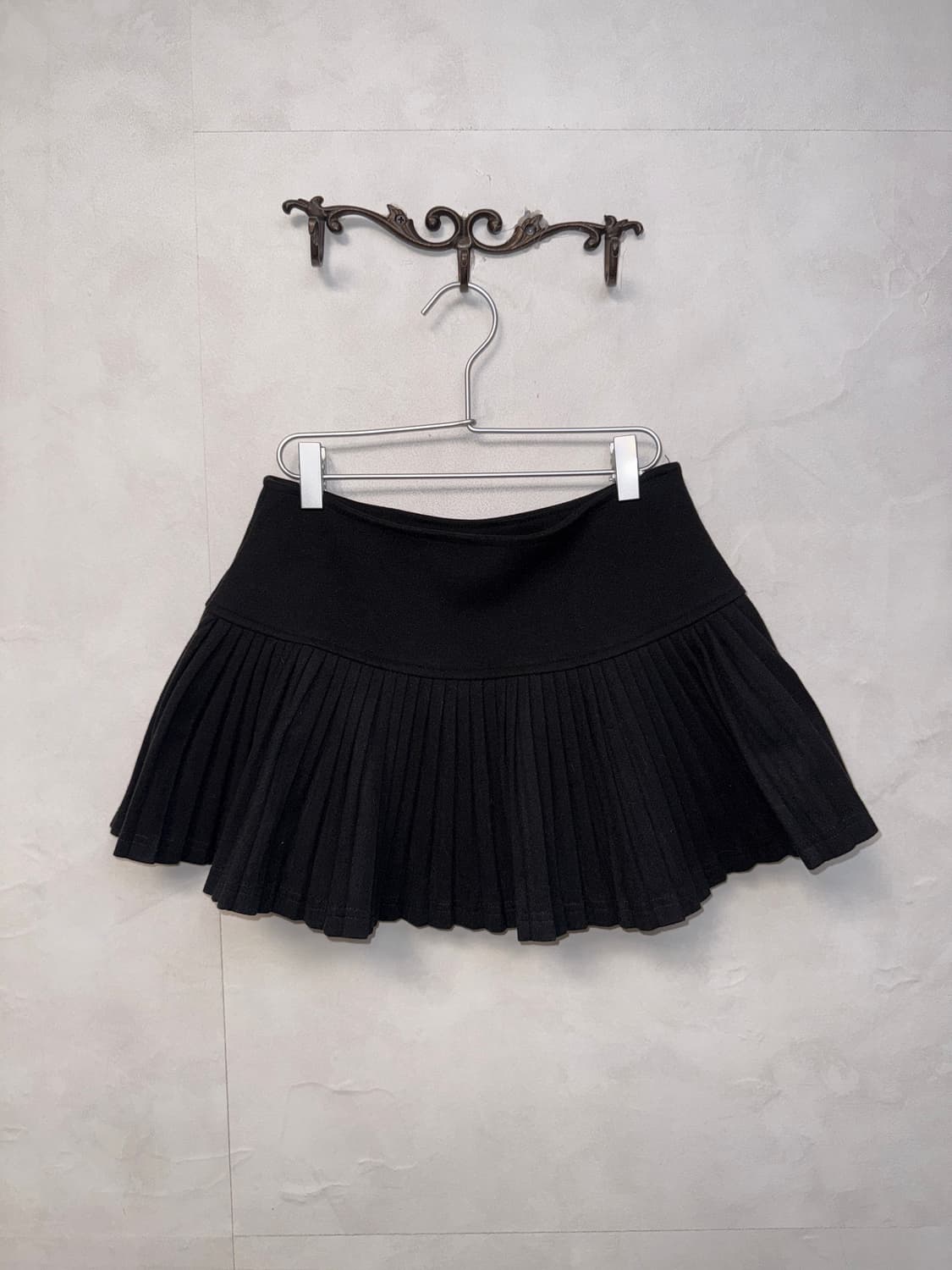 Black wool pleats mini skirt 상품이미지3