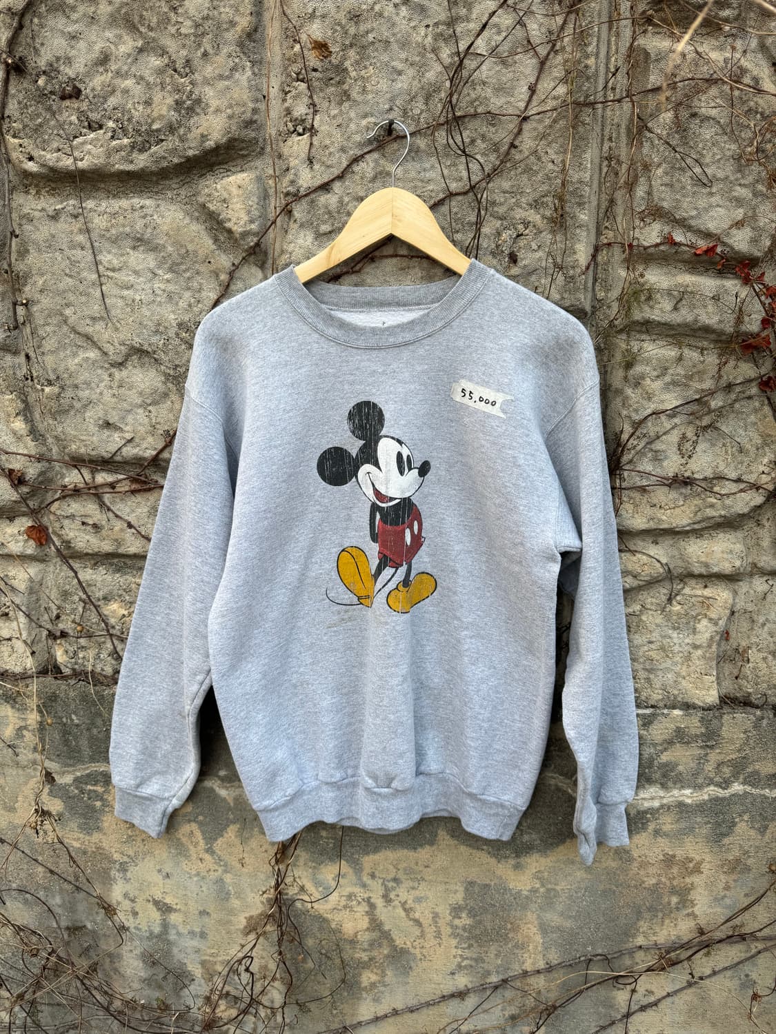 디즈니 헤인즈 빈티지 미키 프린팅 스웻 셔츠 맨투맨 그레이 상품이미지1