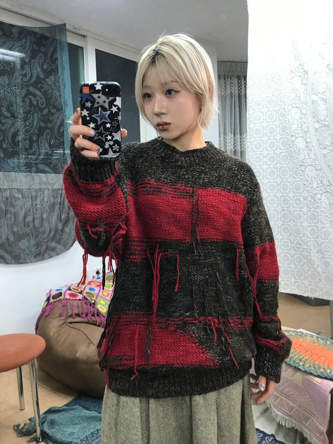 SJYP 투톤 배색 니트 상품이미지1