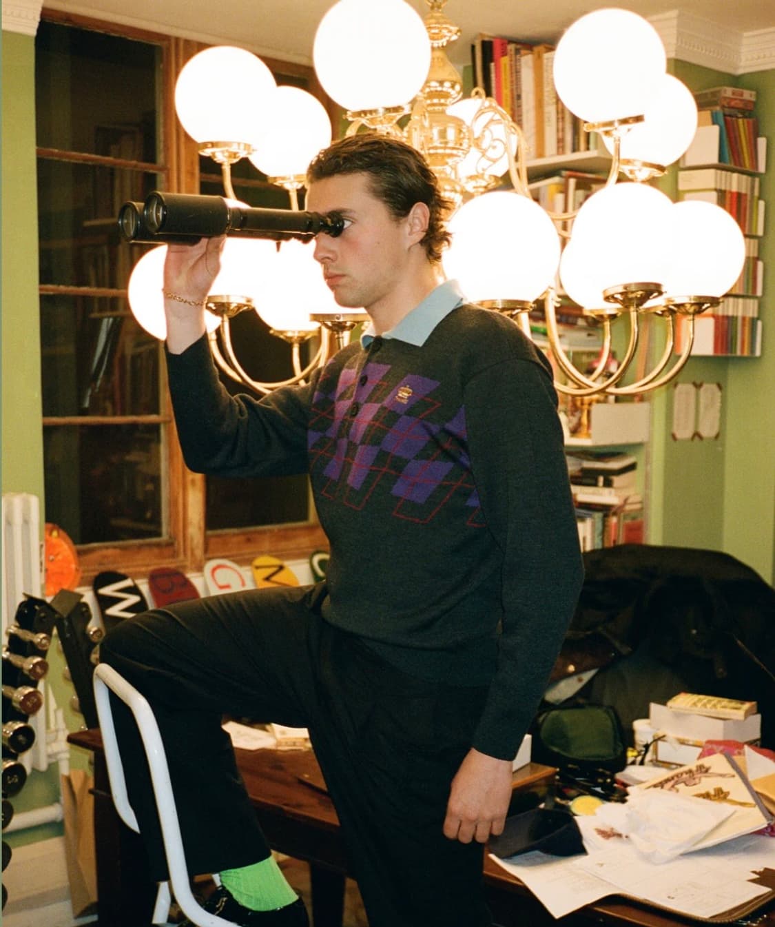  L) 템즈 thames 어본모어 폴로 니트 블랙퍼플 상품이미지1