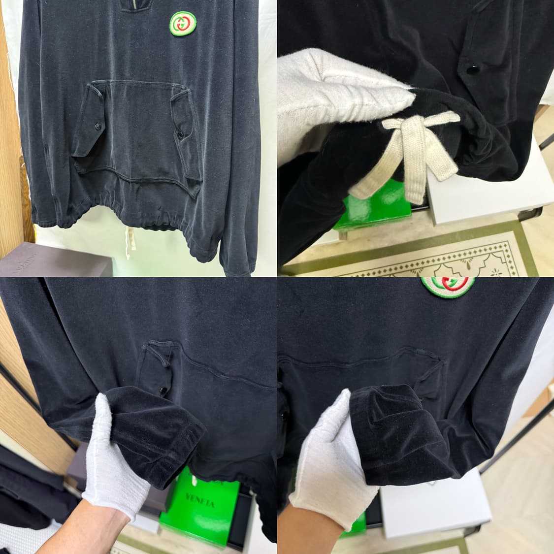 구찌 GG 패치 로고 셔닐 벨벳 아노락 후드 자켓  상품이미지5