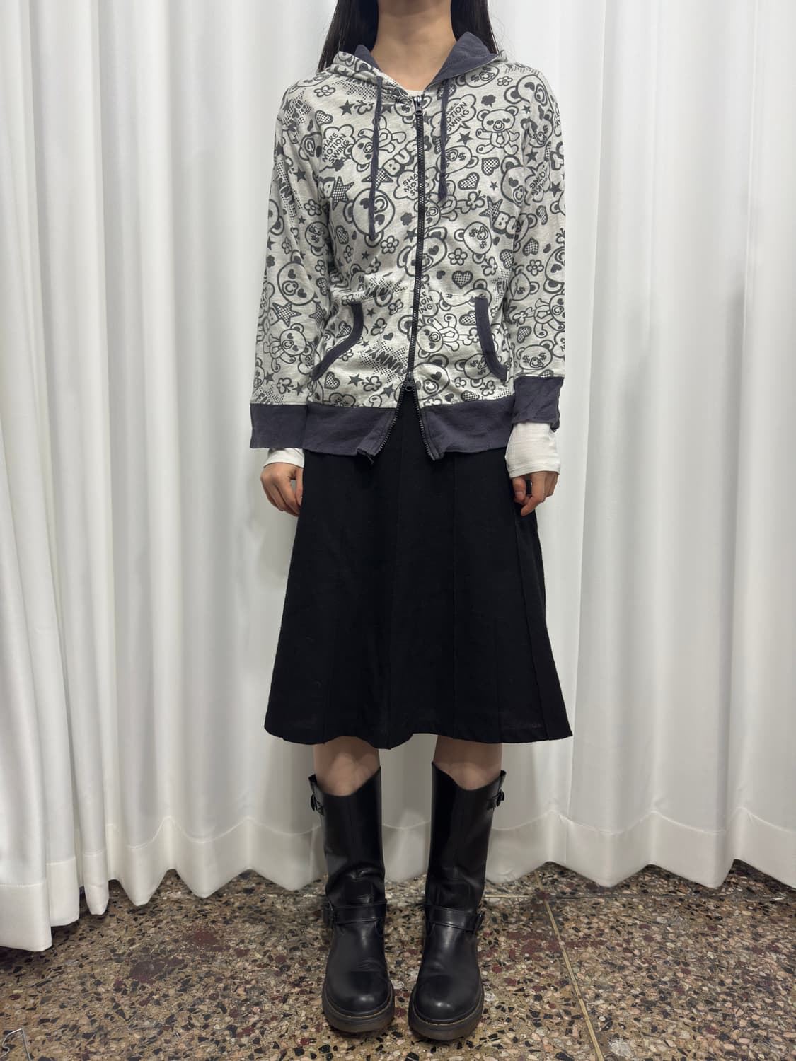 cute printing hood twoway zipup 상품이미지2