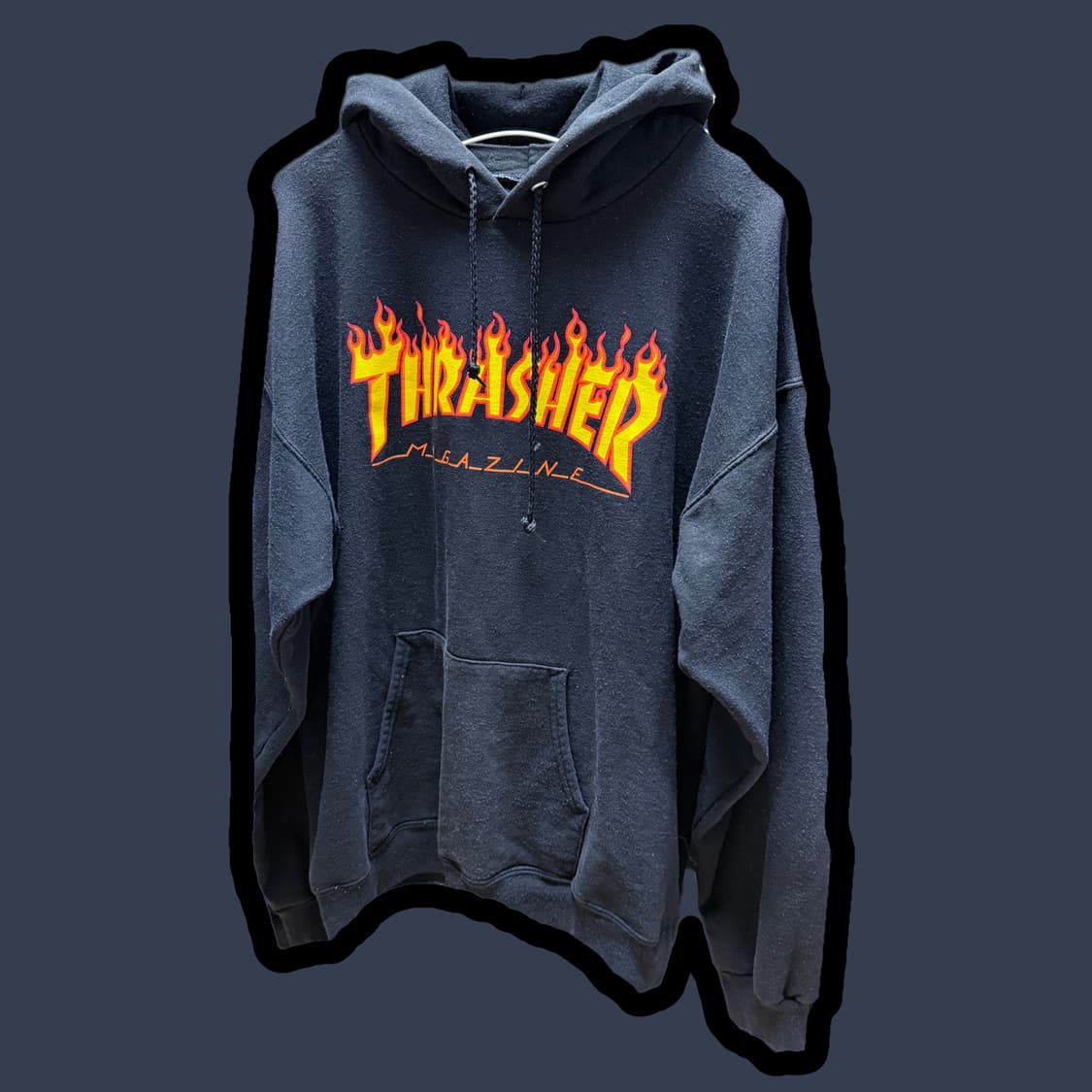 트레셔 Thrasher 블랙 플레임 로고 후드티 상품이미지1