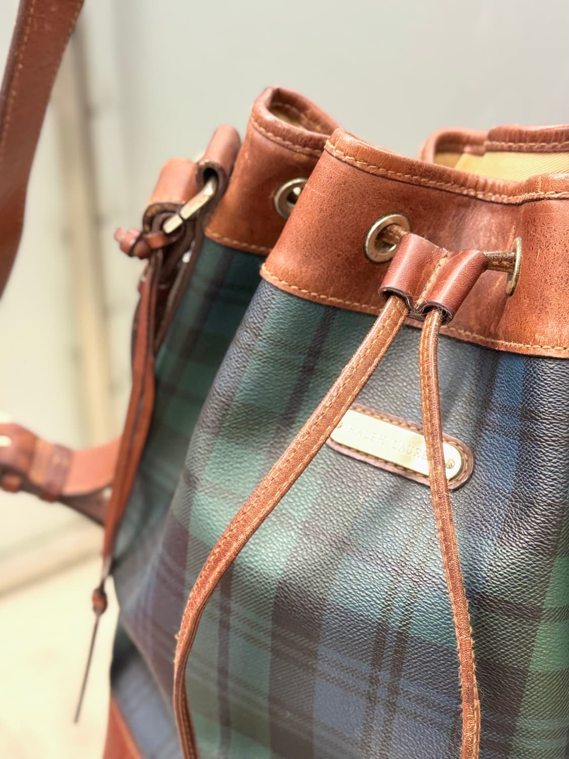 Polo 폴로 랄프로렌 체크 블랙와치 버킷백 상품이미지3