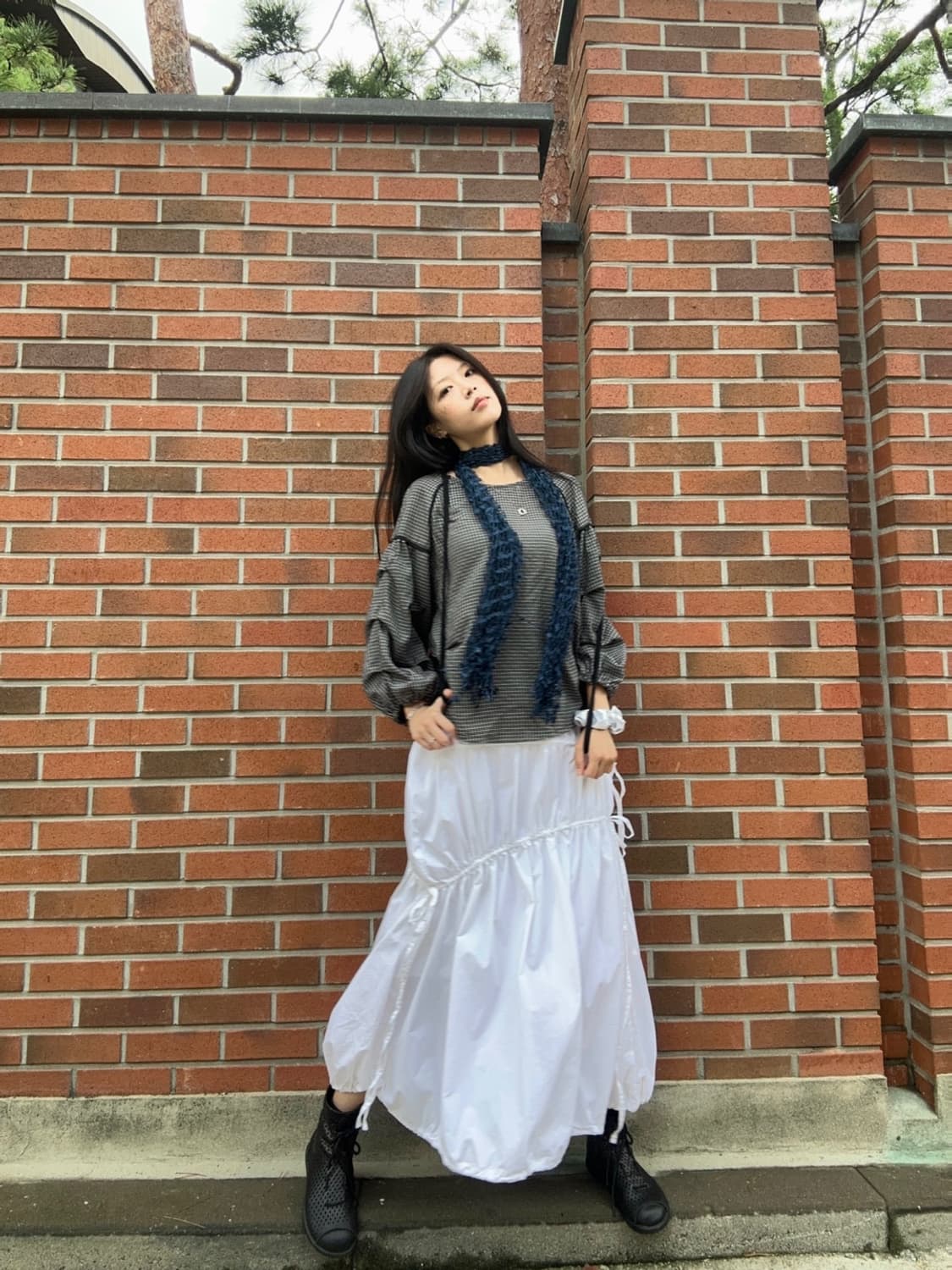 Check shirring ballon blouse 상품이미지3