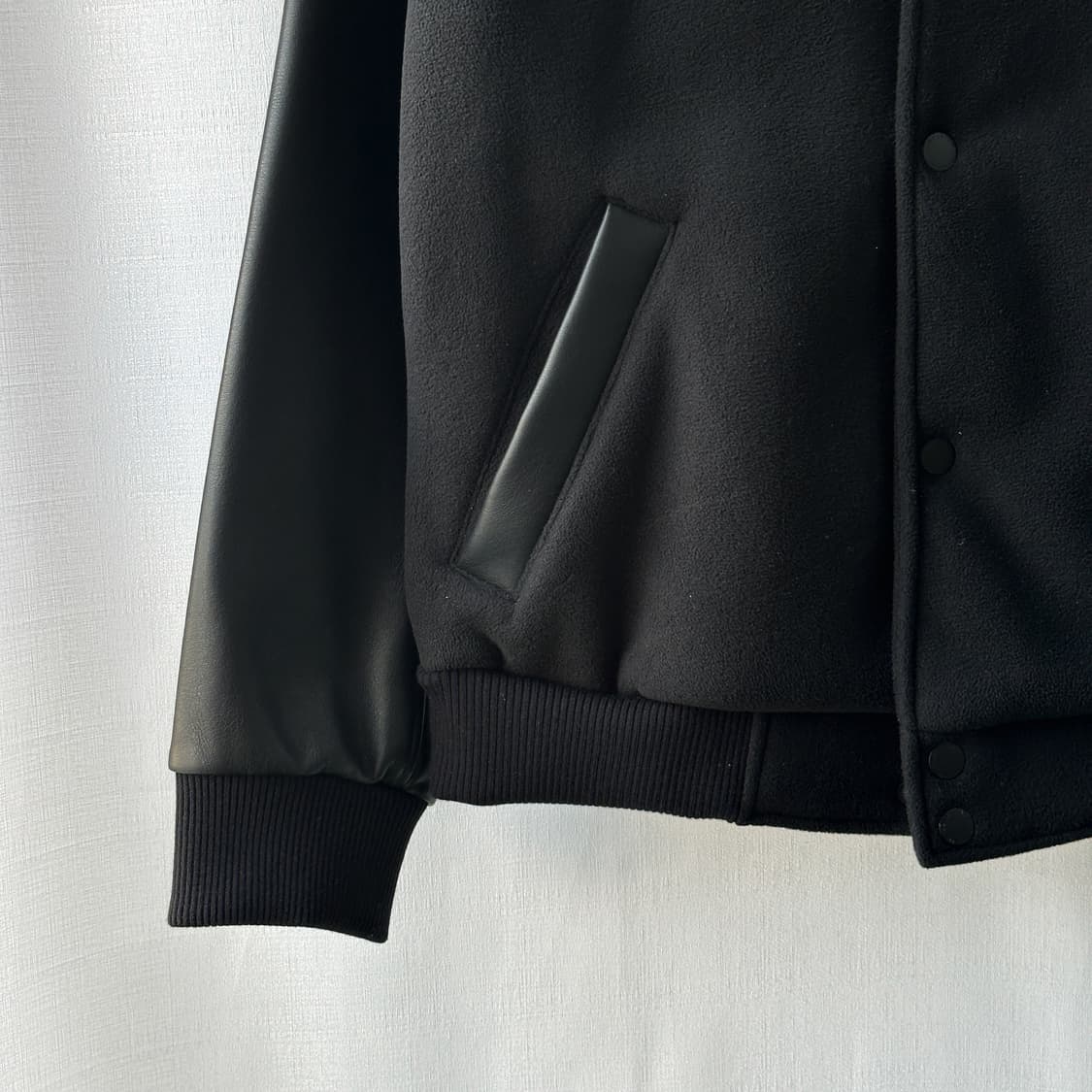 MLB 뉴욕 양키스 플리스 레더 야구 점퍼 블랙 95(M) 상품이미지3