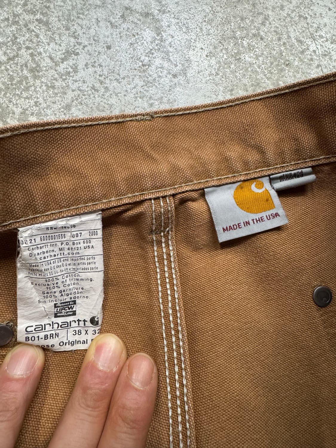 칼하트 B01 BRN 더블니 워크팬츠 usa 상품이미지4