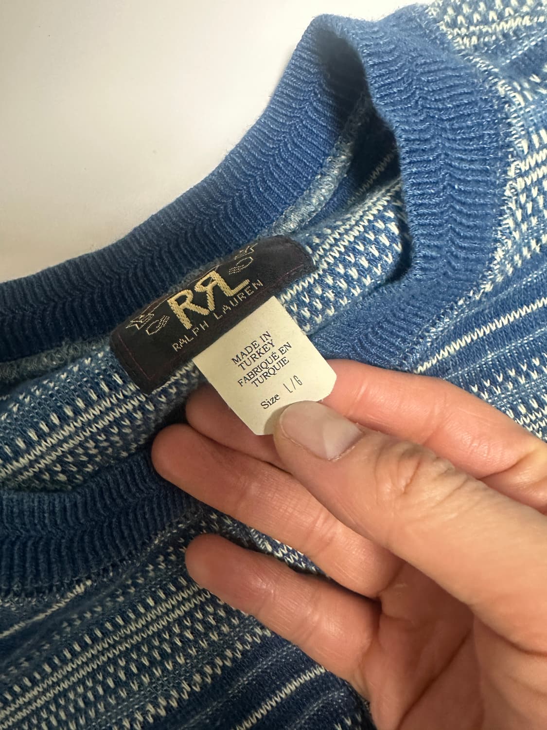 RRL 인디고 스트라이프 자카드 헨리넥 L 상품이미지4