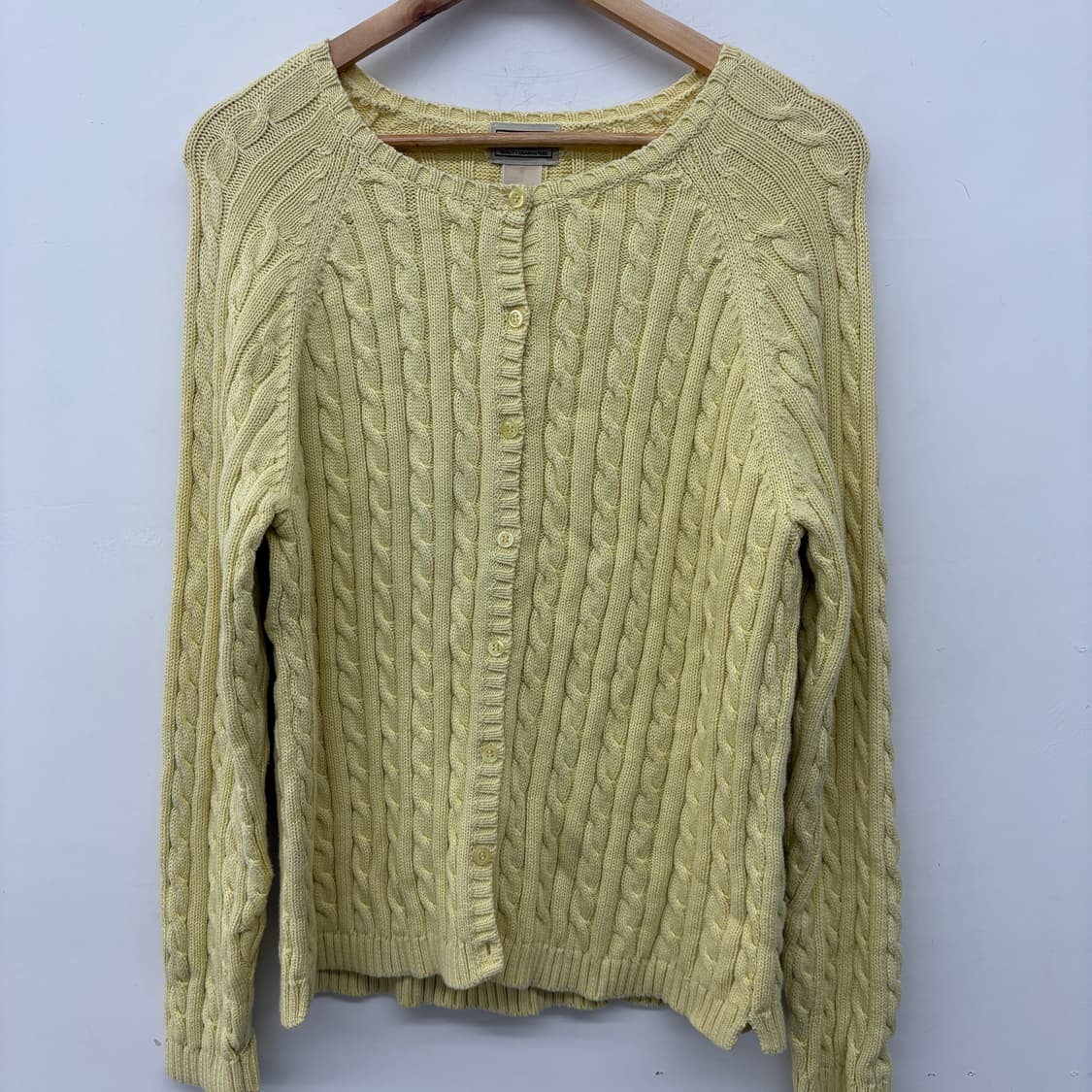 L.L.Bean 꽈배기 니트 가디건 옐로우 여성 XL 상품이미지2