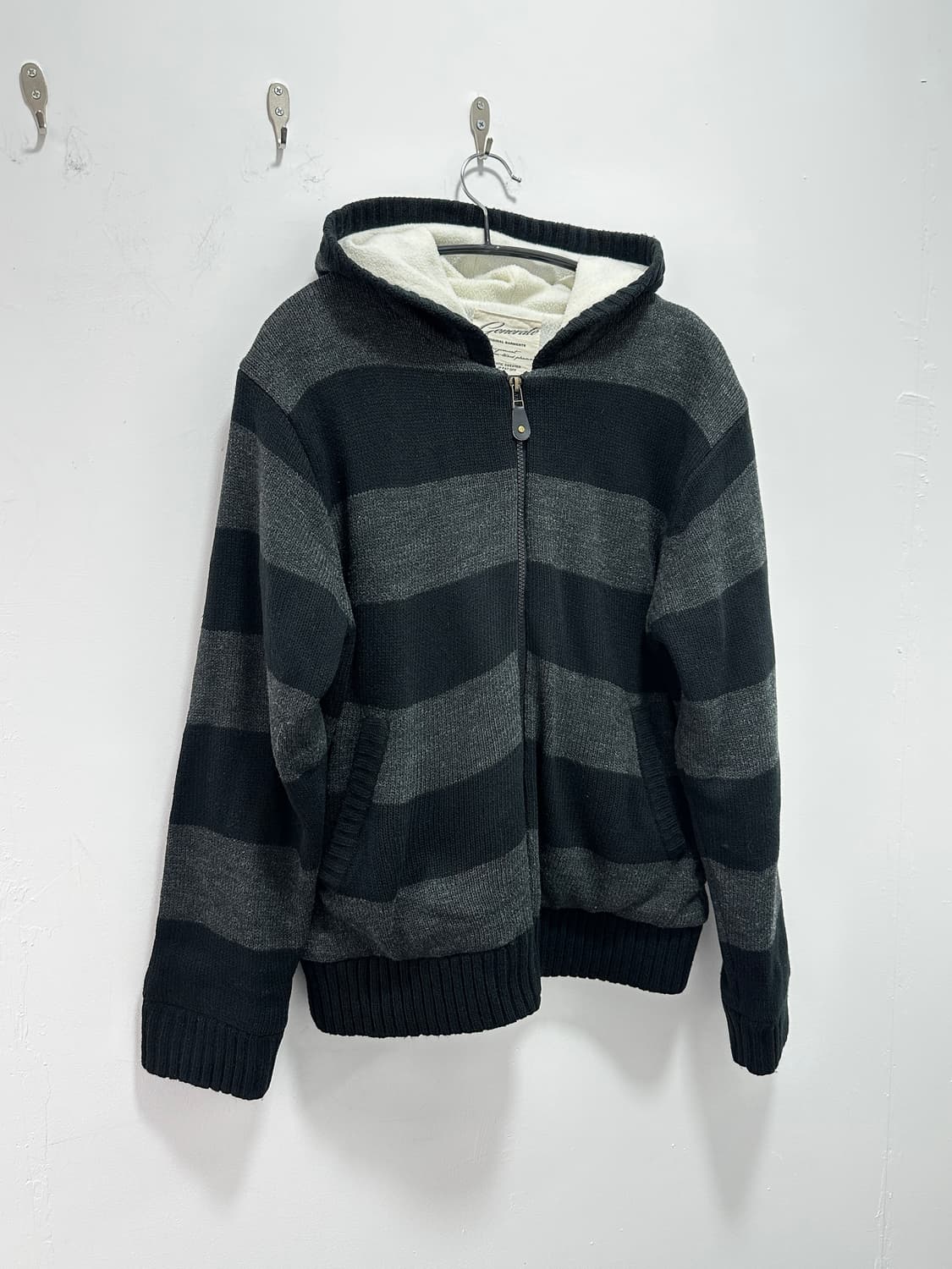 Generate stripe fur knit hood zip up  상품이미지4