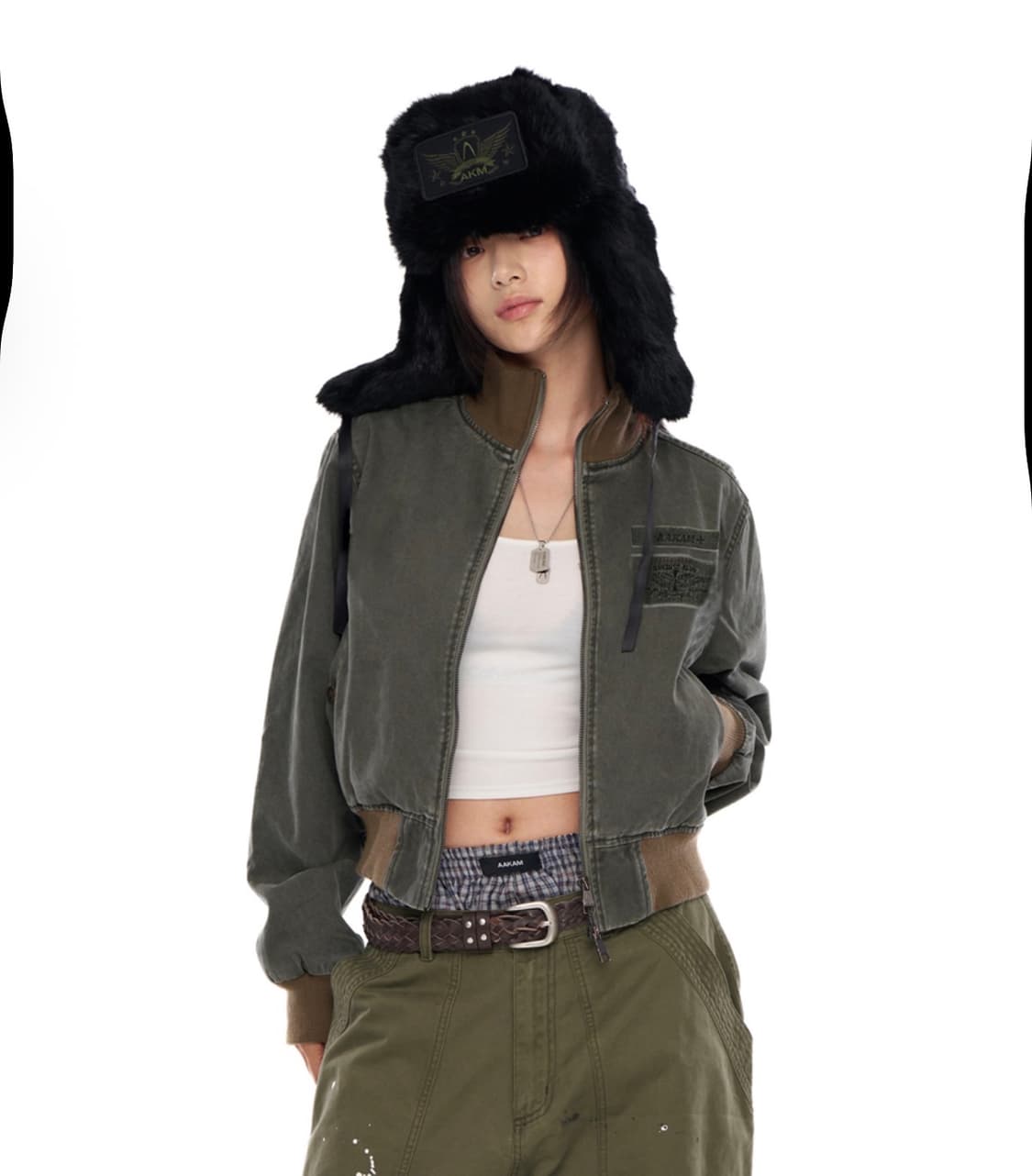 아캄 워시드 벨크로 자켓 카키 1 상품이미지2