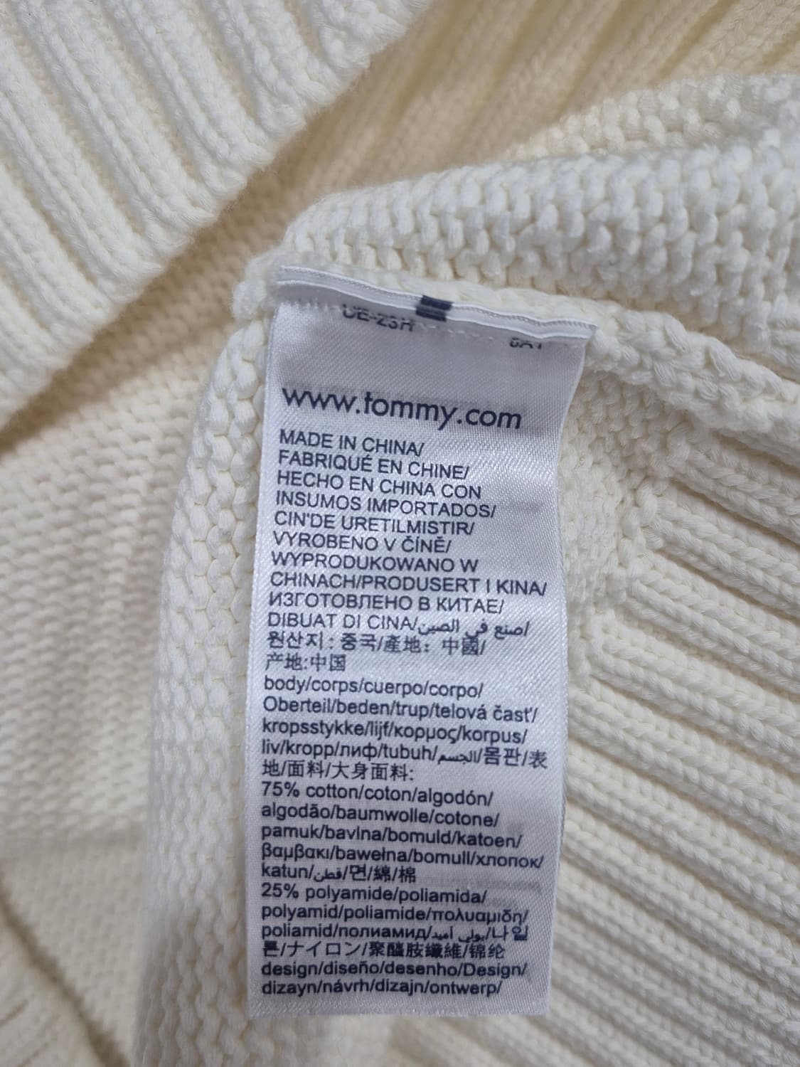타미힐피거 니트 플래그 빅로고 포인트  울 스웨터 아이보리 남성 95 상품이미지5
