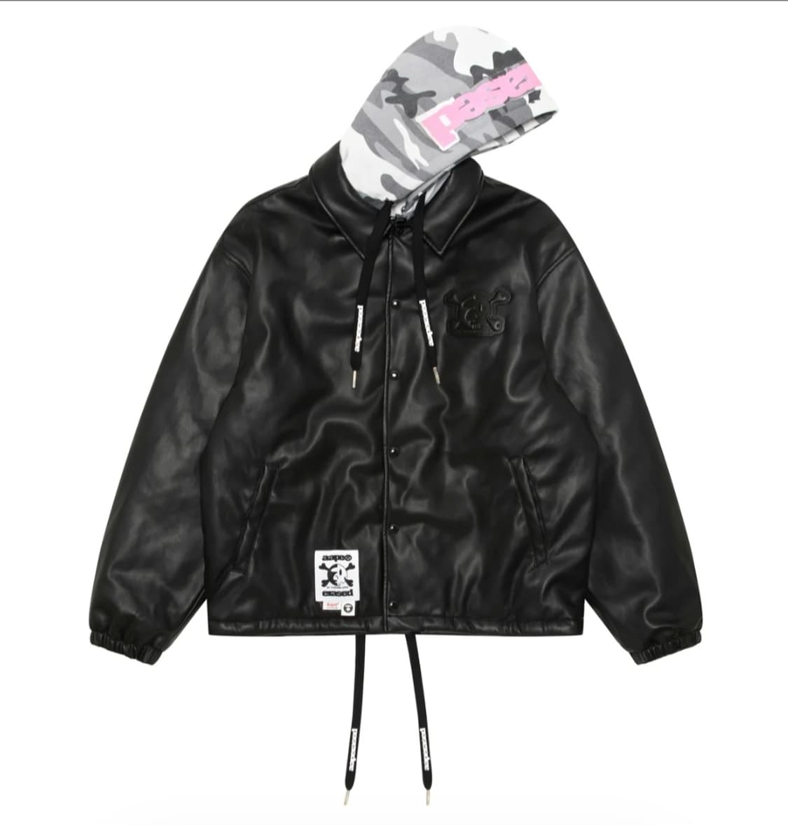 AAPE X Erased 레더 후디드 자켓 상품이미지1