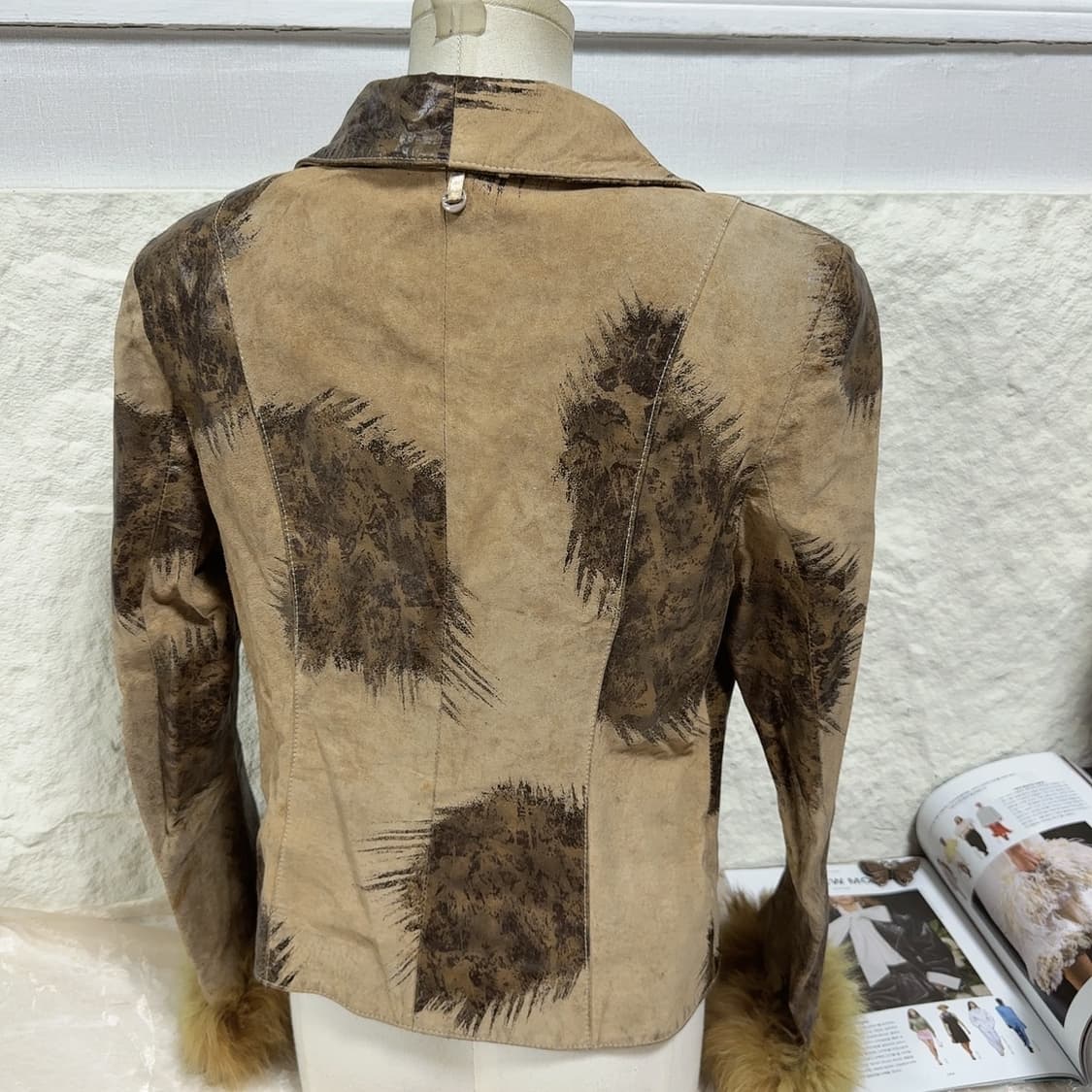 빈티지 카키 여우털 폭스퍼 되지가죽자켓 상품이미지2