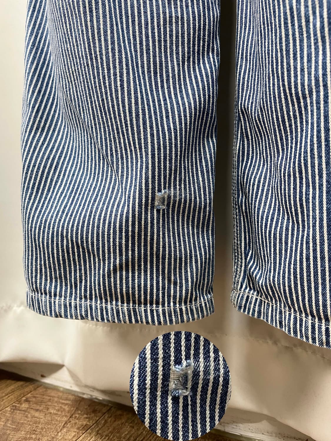 80's LEE 히코리 인디고 오버롤 카펜터 워크웨어 멜빵바지 91-SB 상품이미지7