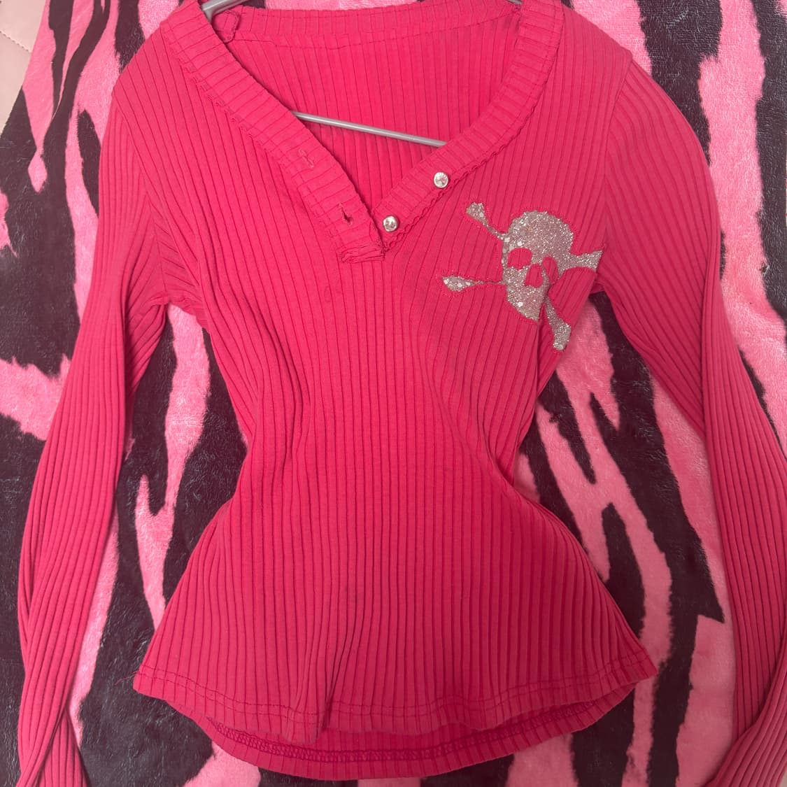 핑크 골지 갸루 펑크 니트 상품이미지4