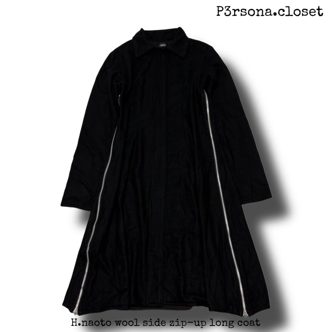 H.naoto wool side zip-up long coat 상품이미지1