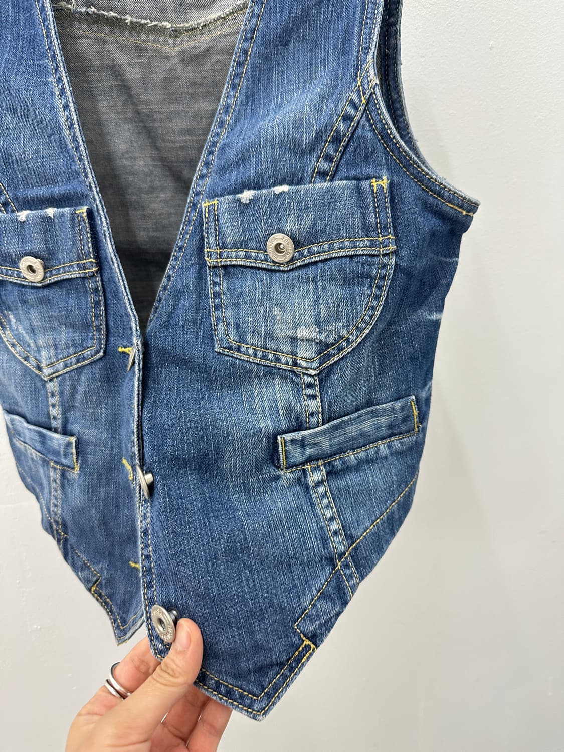 Vintage ribbon detail denim vest 상품이미지5