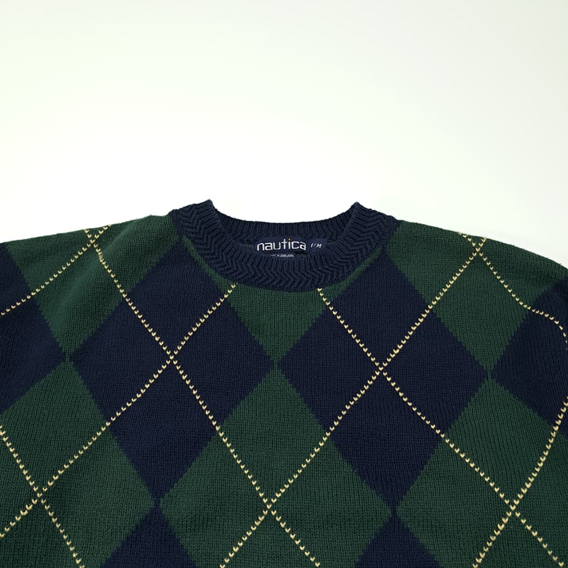 CL266 M 노티카 90s 홍콩판 코튼 아가일 네이비그린 니트 스웨터 상품이미지2