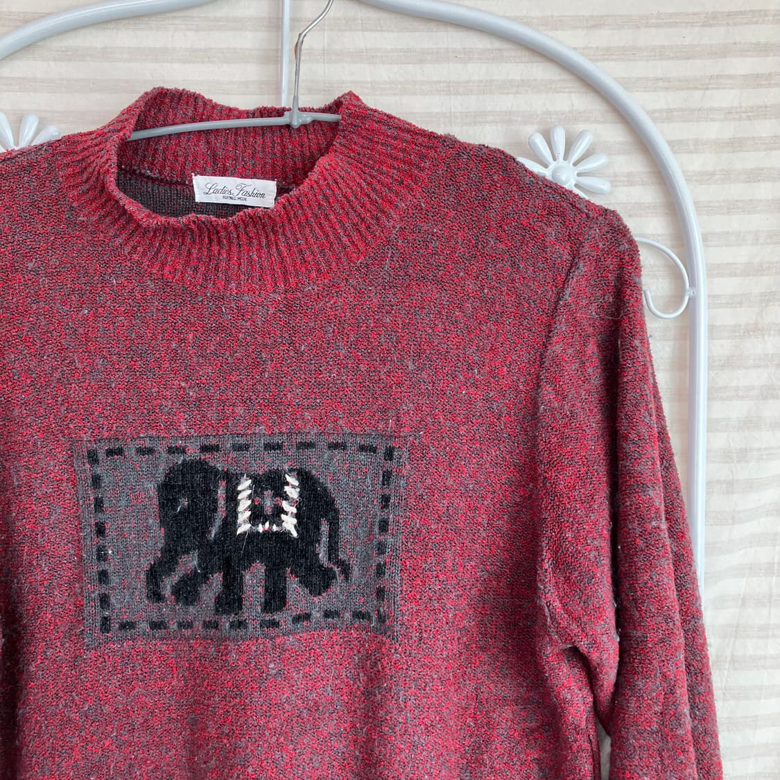 빈티지 레드 엘리펀트 폴라니트 y2k 스트릿 갸루 펑키 일본빈티지654  상품이미지4