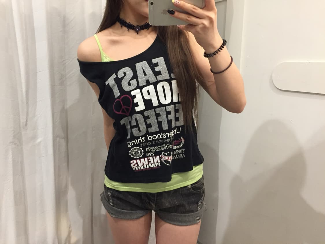JPN Vintage 갸루 펑크 레터링 슬리브리스 상품이미지1