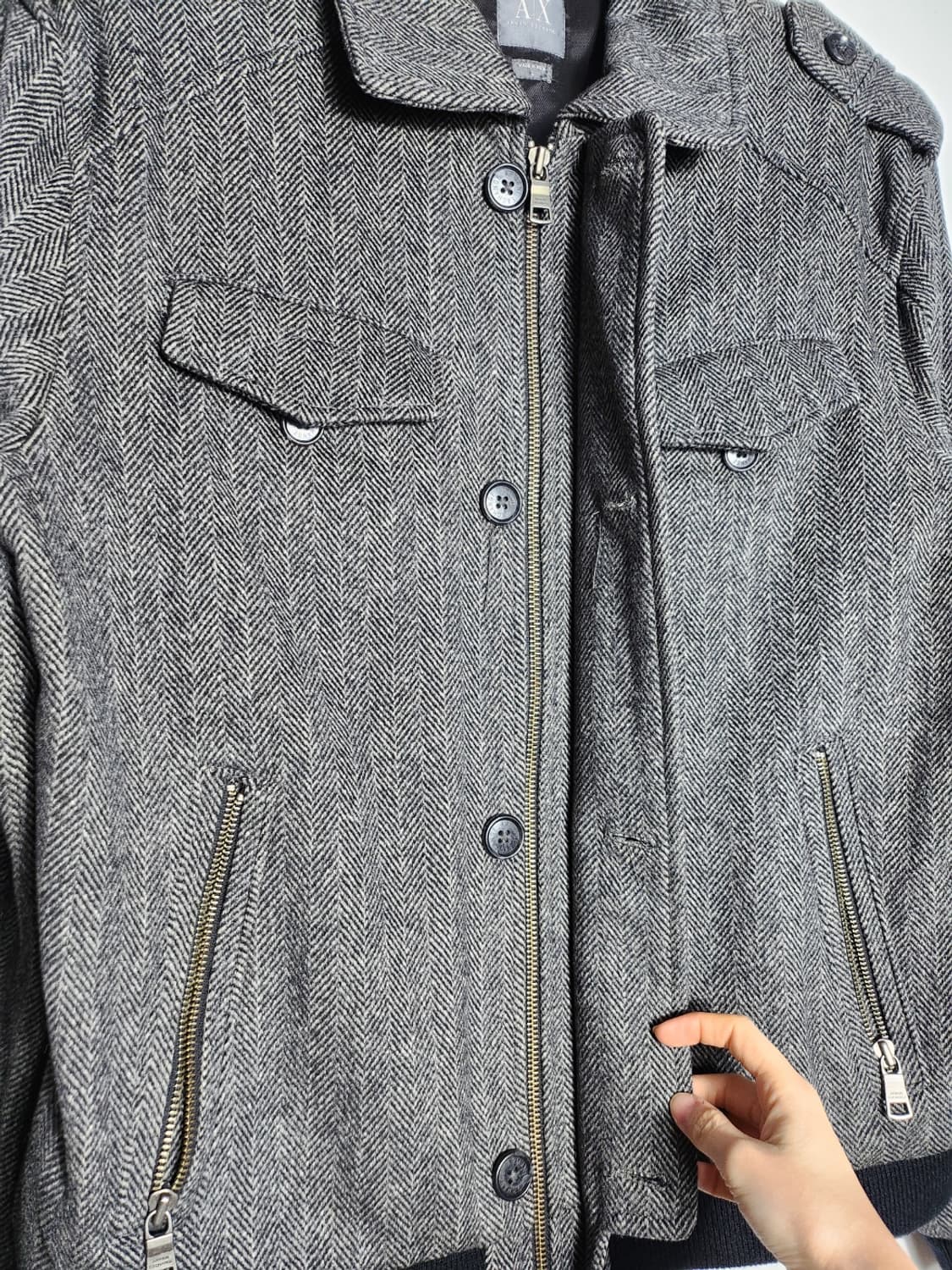 아르마니 익스체인지 헤링본 블루종 자켓 상품이미지2