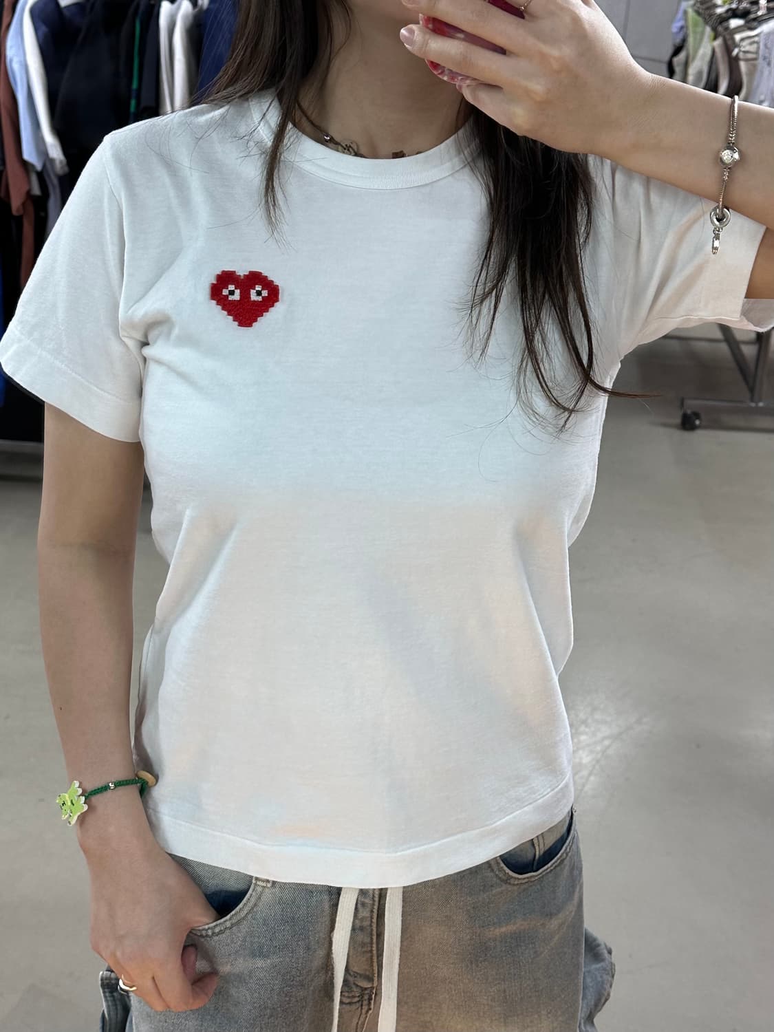 꼼데가르송 픽셀하트 로고 반팔 상품이미지2