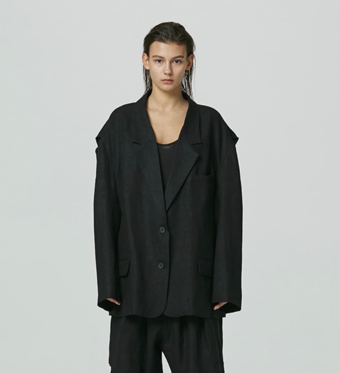 Amu 커팅 디테일 린넨 블레이저 상품이미지3