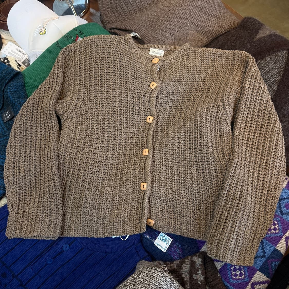 베네통 이탈리아 생산 실크 혼방 코튼 니트 가디건 XS XXS 150 상품이미지1