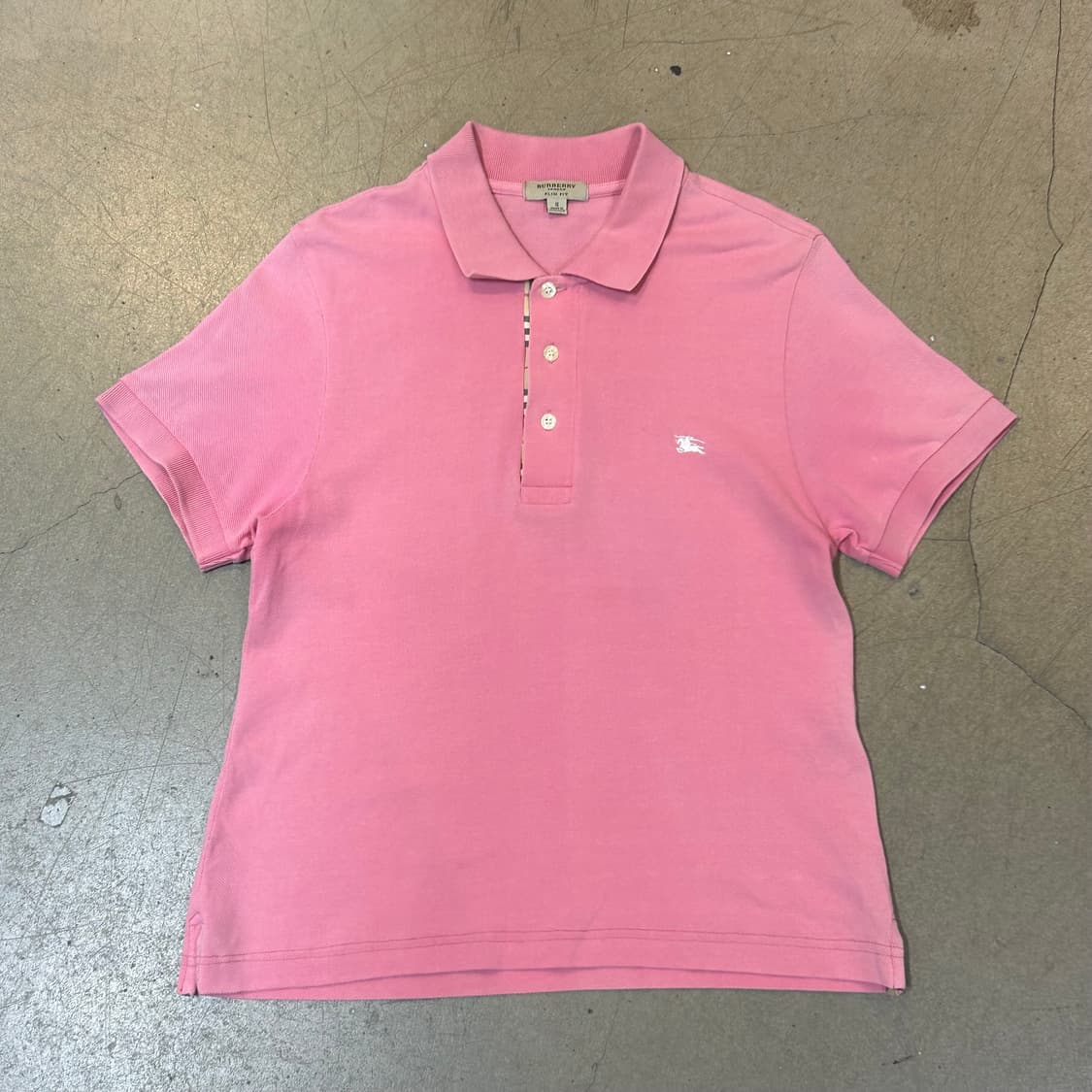 S 버버리 여성용 슬림핏 핑크 반팔 카라티 상품이미지2