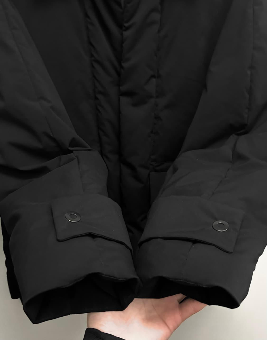 (L/100)TIME HOMME 타임옴므 미니멀 구스 다운 패딩 블랙 상품이미지6