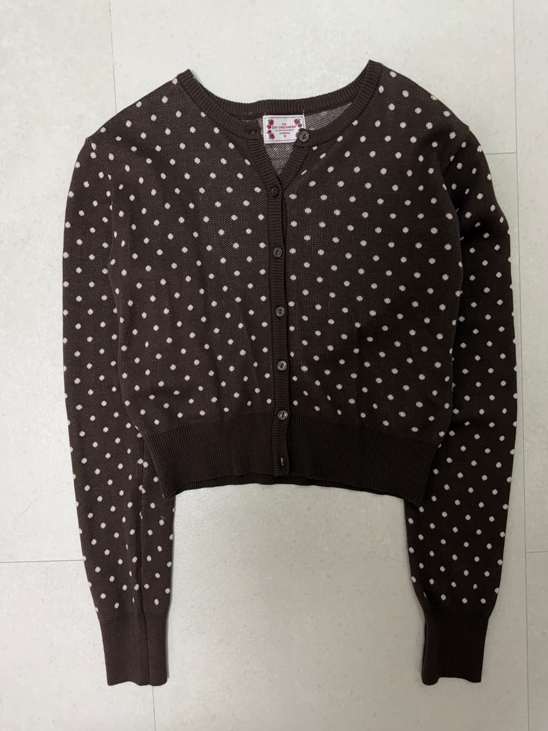 스컬프터 Polka Dot Cardigan Brown/Baby Pink 상품이미지2