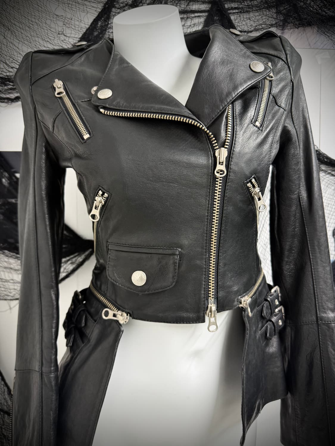 Punk mood real leather jacket 상품이미지5