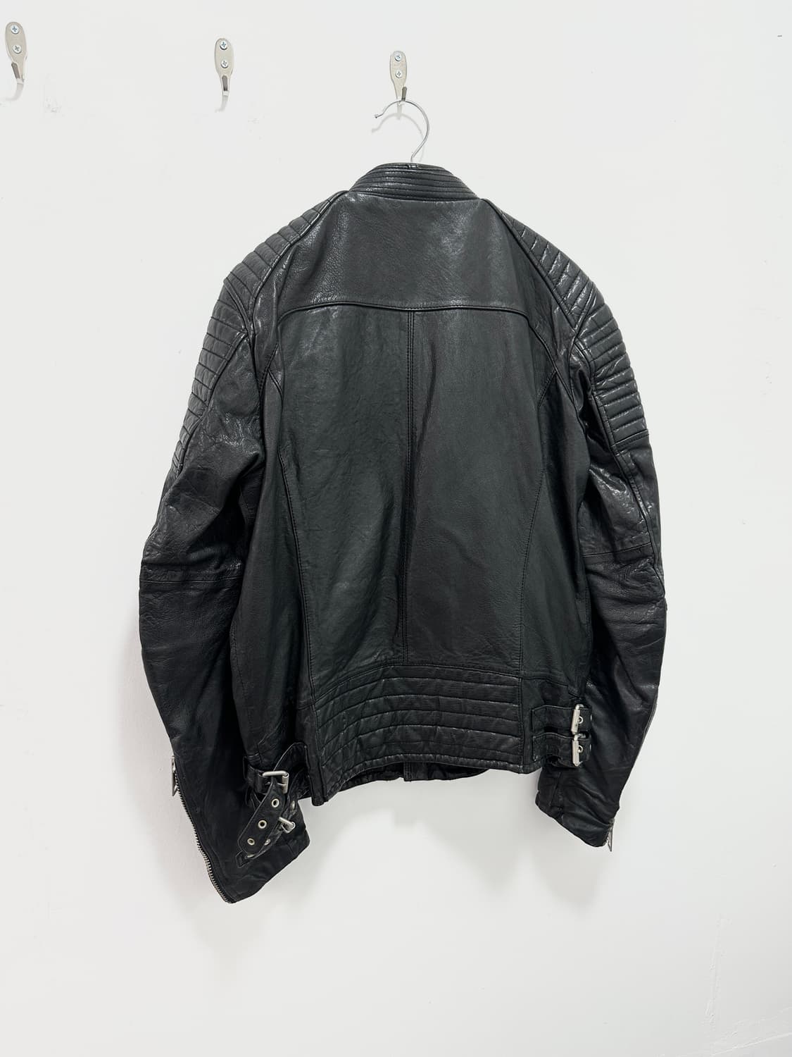 Sheepskin leather motor double zip jacke 상품이미지8