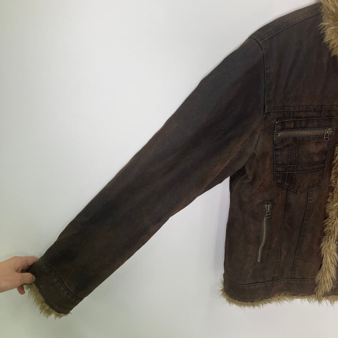 꼼사 데 모드 브라운 퍼 트리밍 소가죽 자켓 상품이미지6