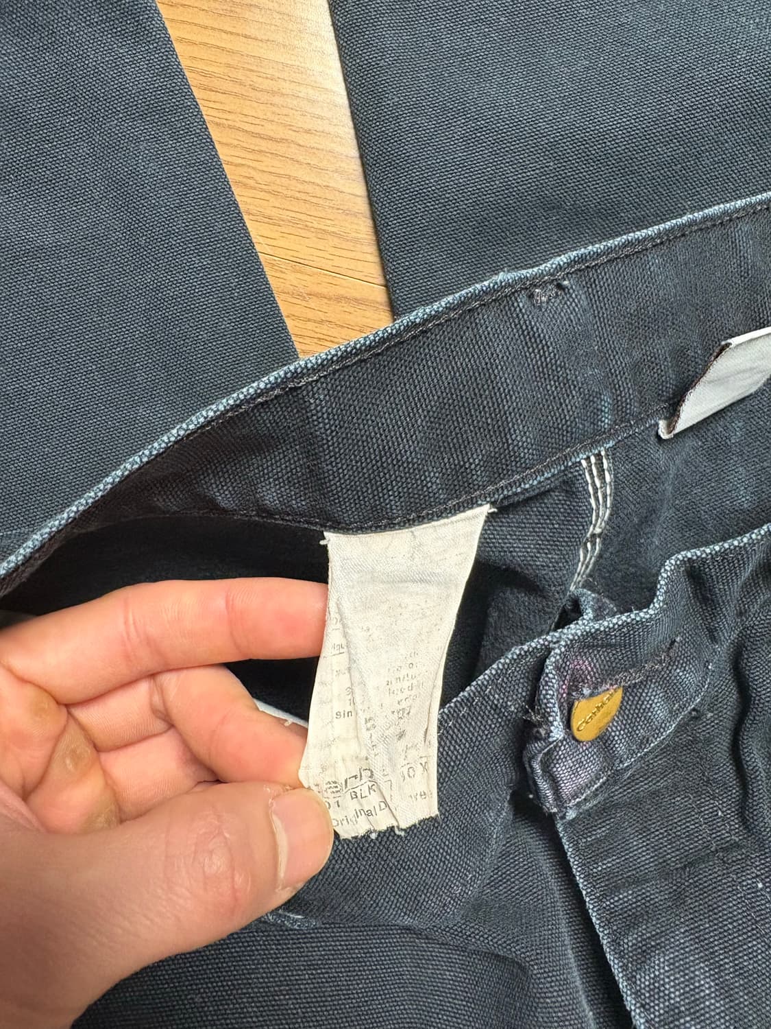 [B01] USA 빈티지 칼하트 더블니 블랙  덩가리핏 32x30 상품이미지3