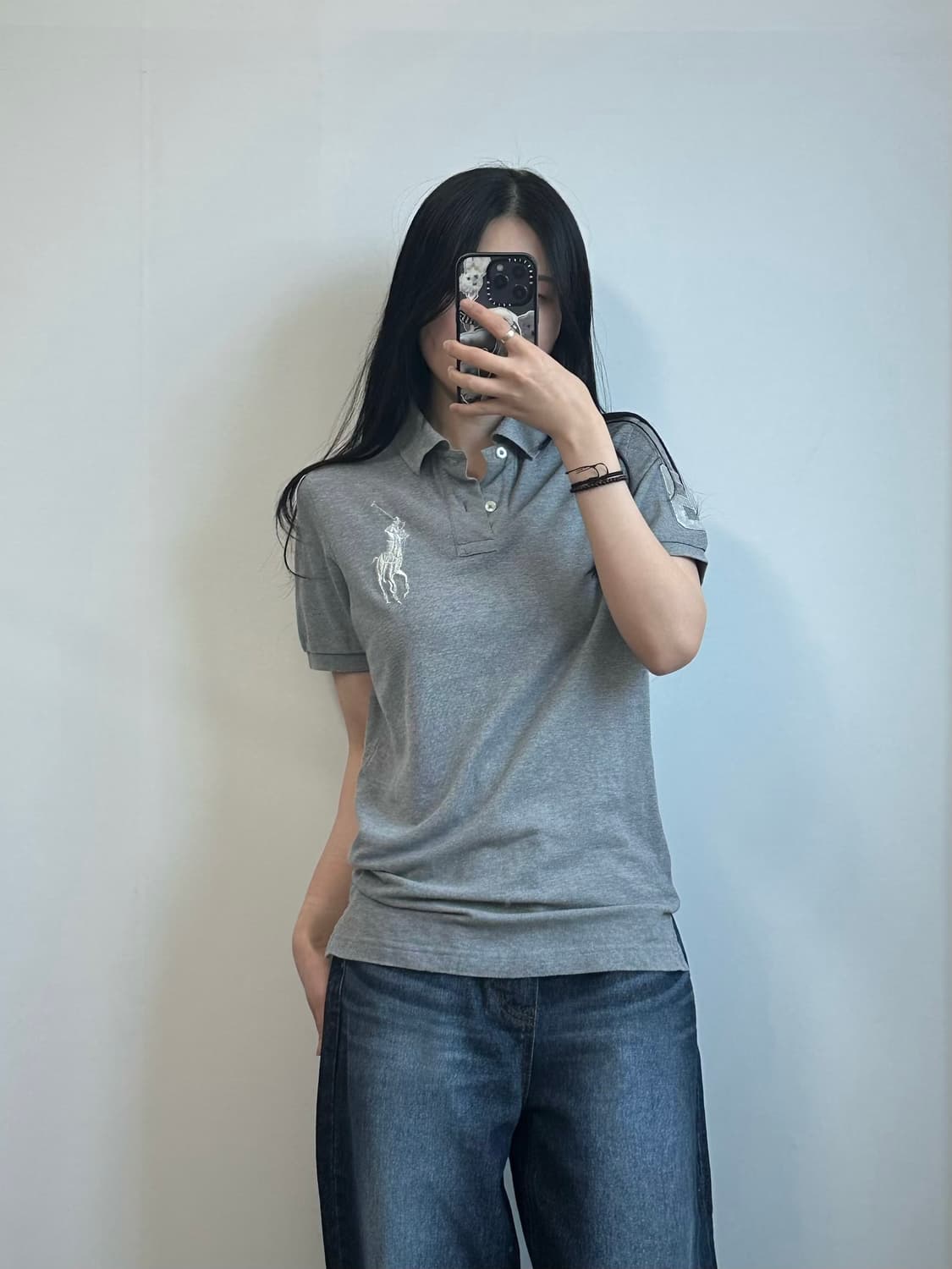 폴로 랄프로렌 빅포니 그레이 피케 반팔 카라 티셔츠 상품이미지1