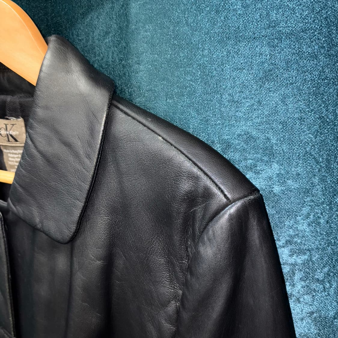 (M) 90s 캘빈클라인 혼방 레더 자켓 상품이미지4