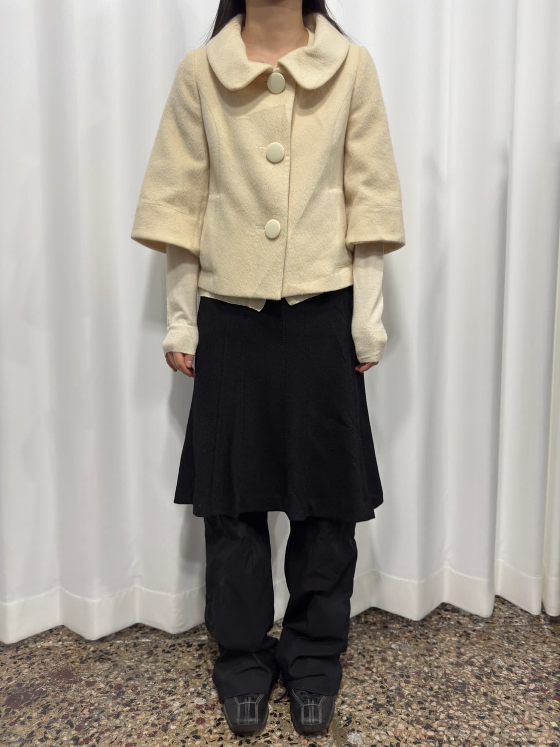 mori ivory button half coat 상품이미지2
