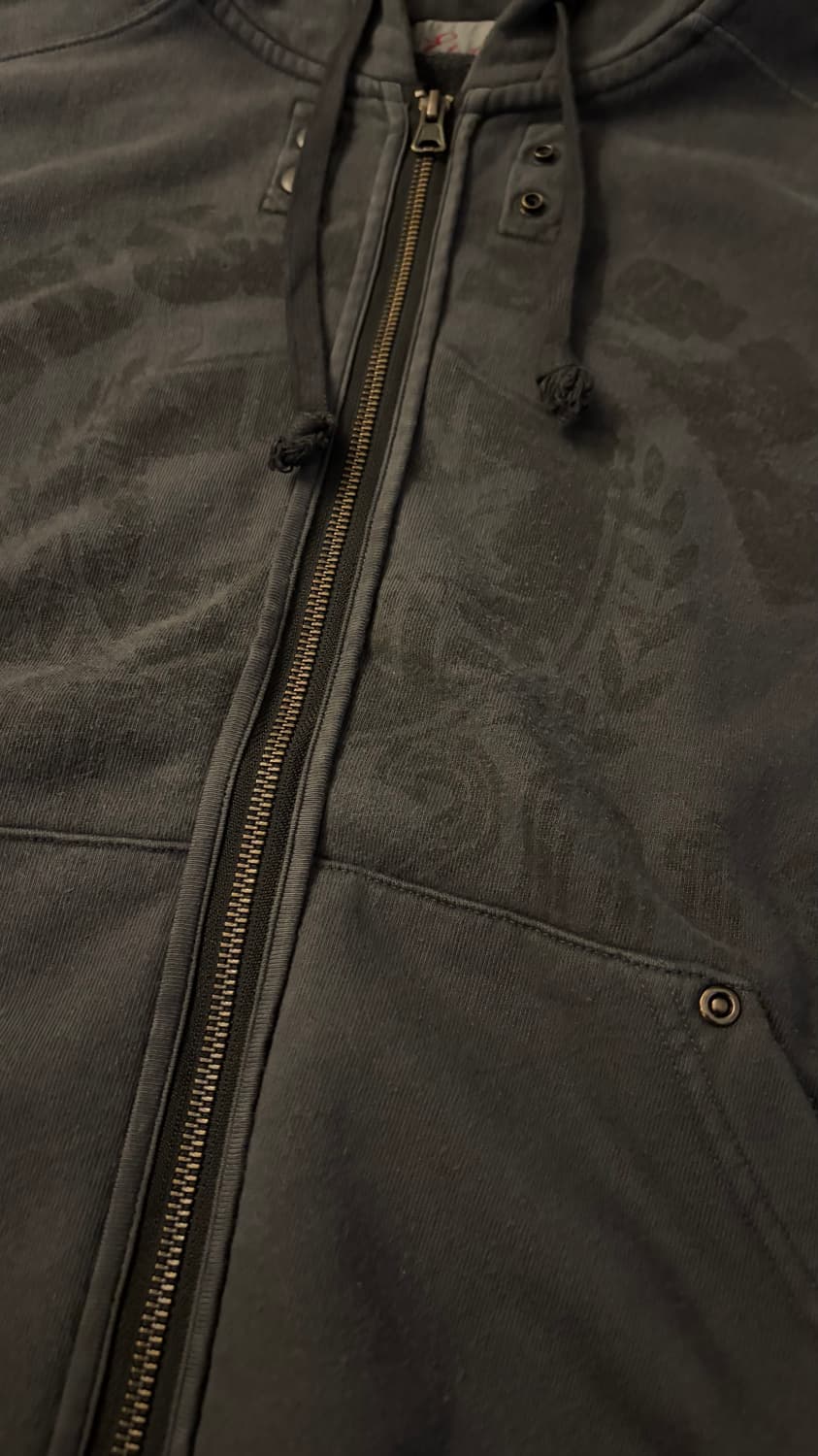 WASHED GRAPHIC HOOD ZIP-UP (NAVY) 상품이미지1