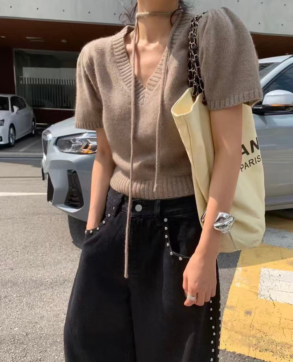 샤넬 뷰티 vip 체인 숄더 에코백 옐로우베이지 상품이미지3