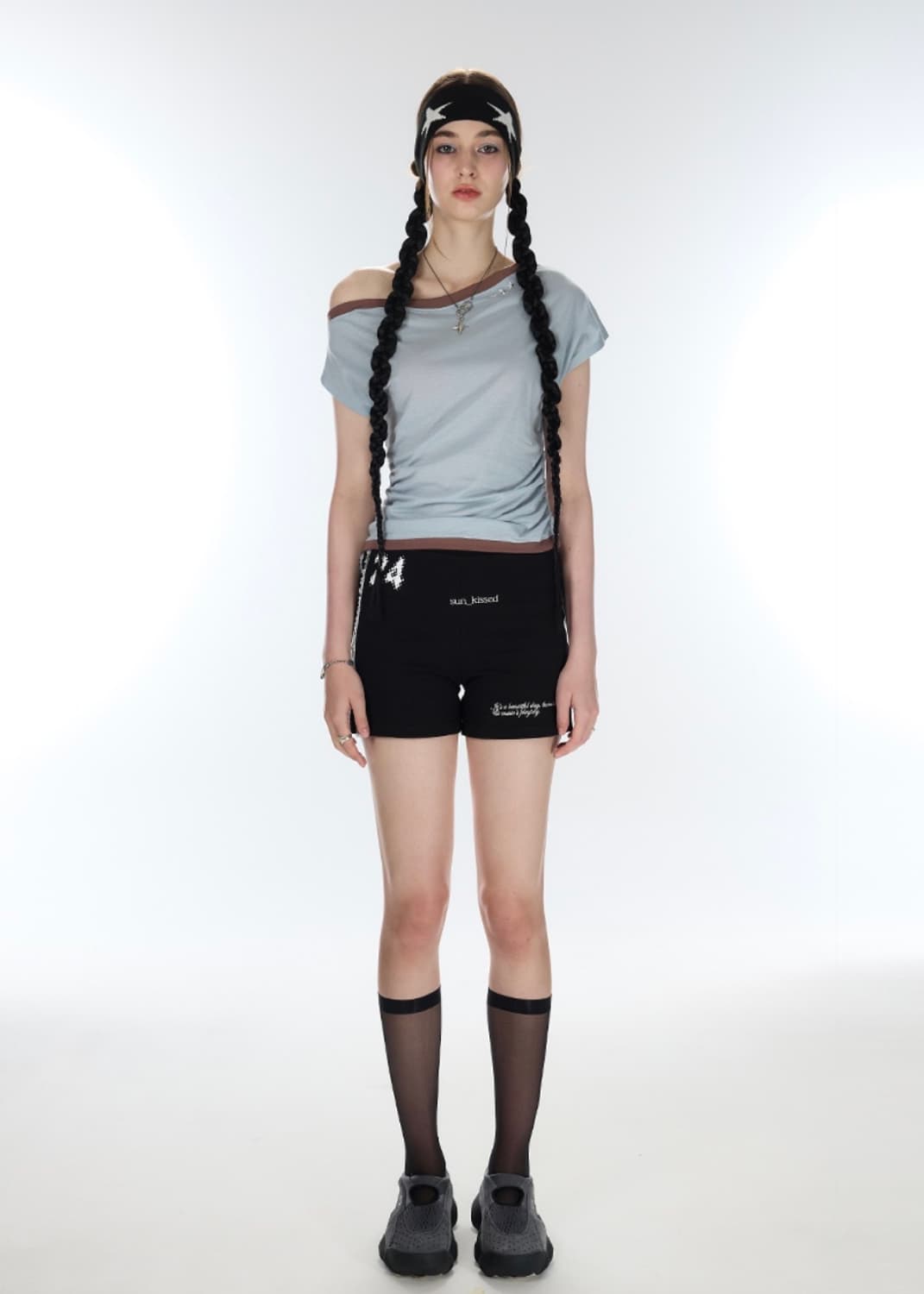 라티젠 원숄더 보트넥 탑 스카이 블루 상품이미지2