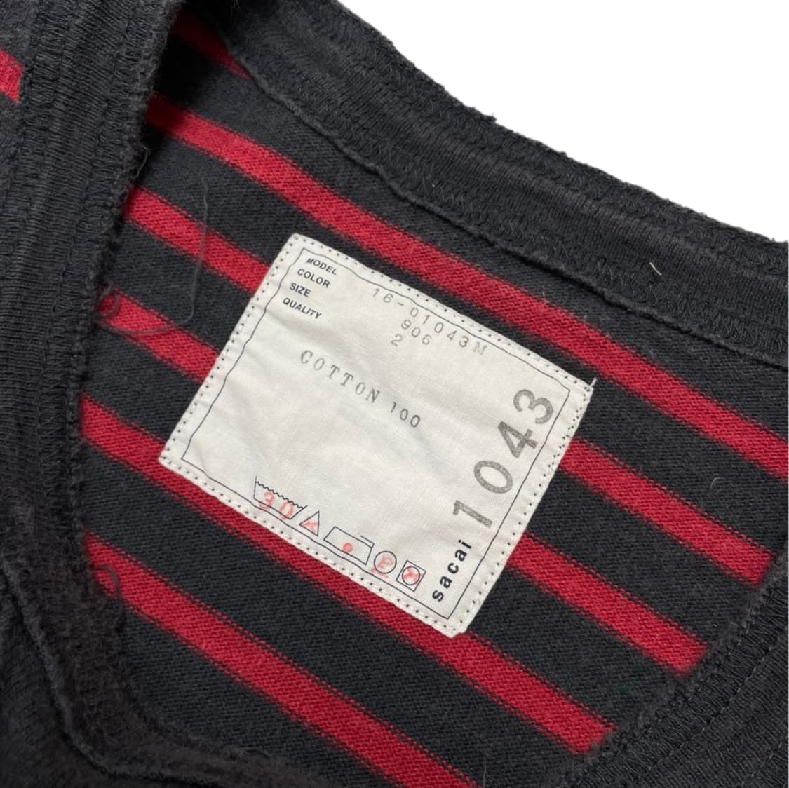 사카이 Sacai 레드 그레이 스트라이프 반팔 티셔츠 2 상품이미지3