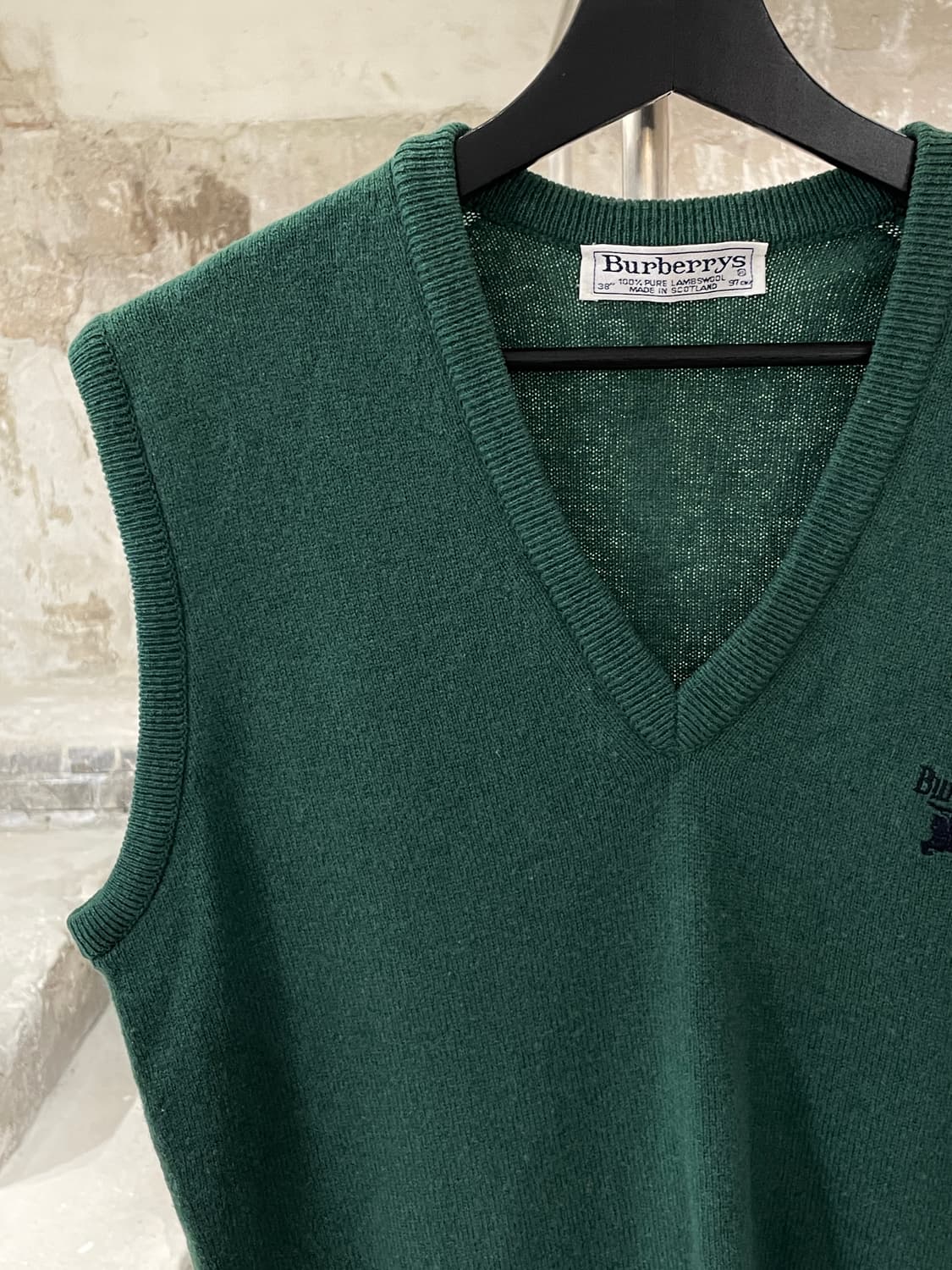 버버리 그린 기마로고 V넥 니트 베스트 상품이미지2