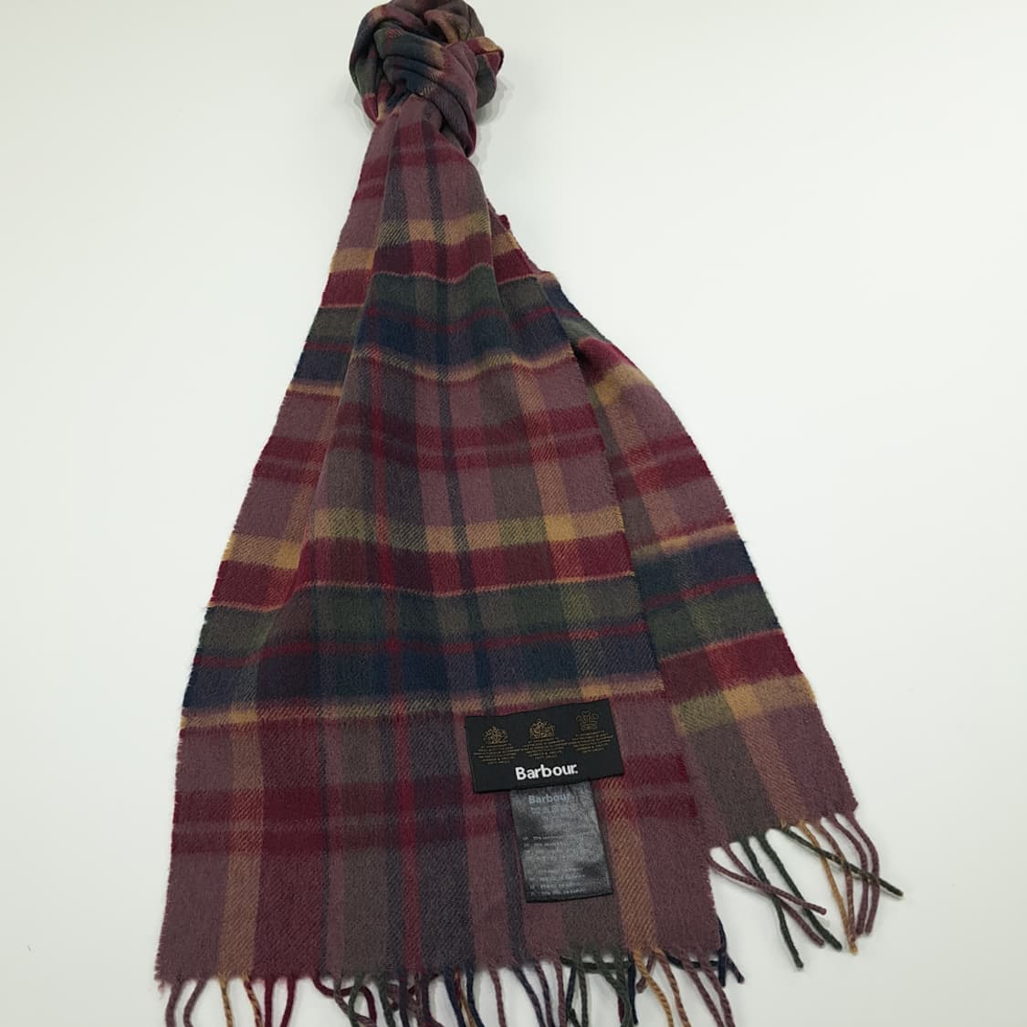 MX238 바버 버건디와인 타탄체크 램스울 캐시미어 목도리 머플러 상품이미지2
